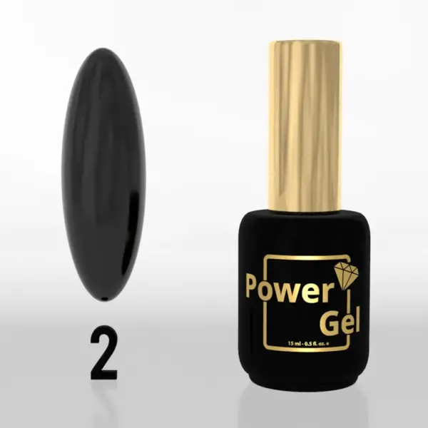 ⁦לק ג'ל Power Gel 002 שחור קלאסי⁩ – תמונה ⁦3⁩