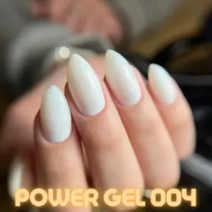 Power Gel 004 לבן עם נצנץ עדין במיוחד, לק ג'ל לבן עם נצנץ עדין
