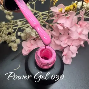 לק ג'ל Power Gel 030, לק ג'ל צבע ורוד מסטיק עם נצנץ עדין