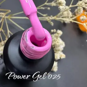 לק ג'ל Power Gel 025, לק ג'ל צבע ורוד עם נצנץ עדין