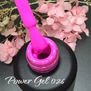 לק ג'ל Power Gel 026, לק ג'ל צבע ורוד מסטיק עם נצנץ עדין