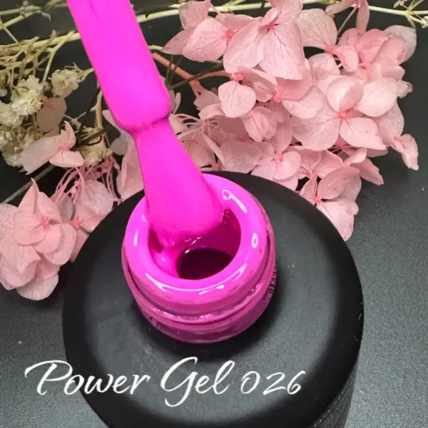לק ג'ל Power Gel 026, לק ג'ל צבע ורוד מסטיק עם נצנץ עדין