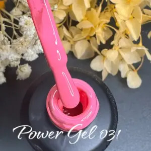לק ג'ל Power Gel 031, לק ג'ל צבע ורוד מסטיק עם נצנץ עדין