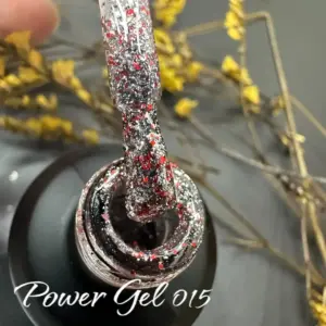 לק ג'ל Power Gel 015, לק ג'ל כסוף נצנץ אדום