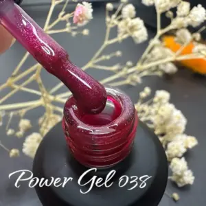 לק ג'ל Power Gel 038, לק ג'ל צבע בורדו עם נצנץ עדין