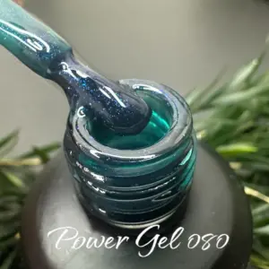 לק ג'ל Power Gel 080, לק ג'ל צבע ירוק כהה עם נצנץ עדין