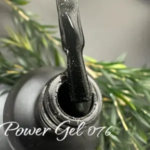 לק ג'ל Power Gel 076, לק ג'ל צבע שחור שקוף עם נצנץ עדין