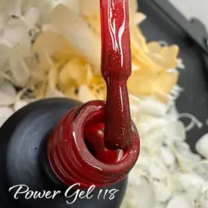 לק ג'ל Power Gel 118, לק ג'ל צבע אדום עם נצנץ עדין