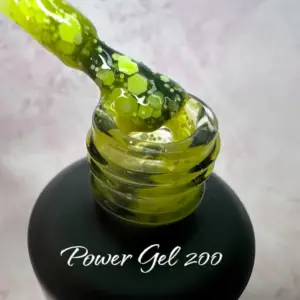 לק ג'ל Power Gel 200, לק ג'ל צבע צהוב גליטר שקוף