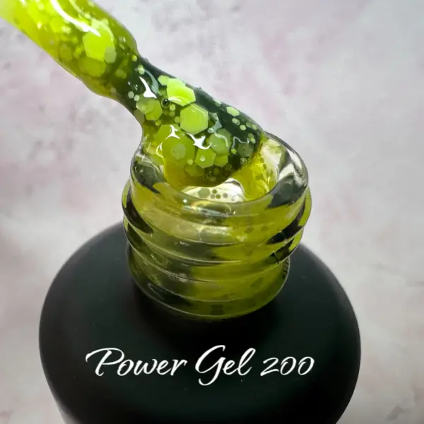 לק ג'ל Power Gel 200, לק ג'ל צבע צהוב גליטר שקוף