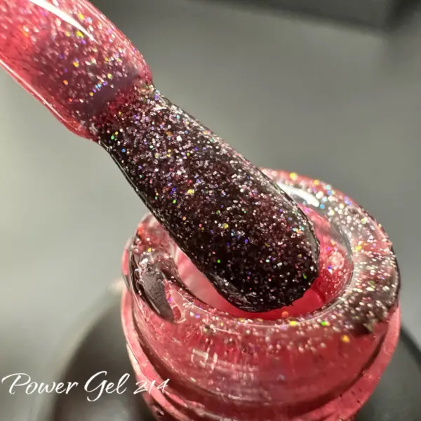 לק ג'ל Power Gel 214, לק ג'ל צבע אדום גליטר