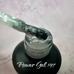 לק ג'ל Power Gel 197, לק ג'ל צבע טורקיז גליטר שקוף