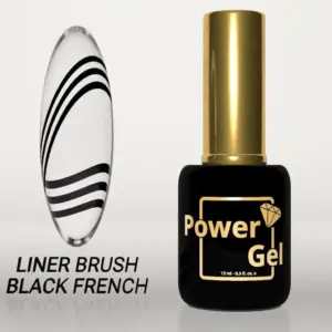 מכחול דק שחור פרנץ' Power Gel, לק ג'ל צבע שחור דק